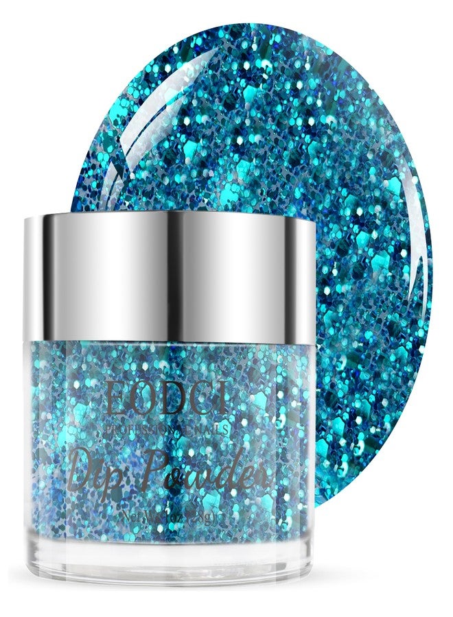 EODCI Glitter Chameleon Blue Dip Powder, 1 Oz/28g Nail Dipping Powder for DIY Manicure, Salon at Home, Easy to Use, No Nail Lamp Needed, Long Lasting, Shimmery Finish - Image 1